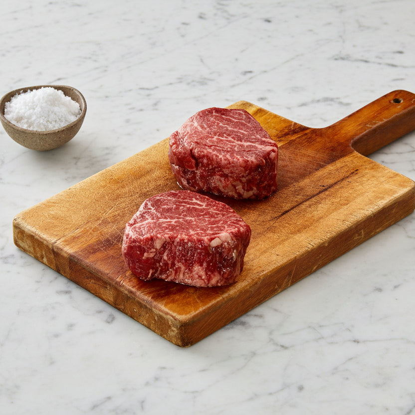 two british wagyu beef fillet steaks