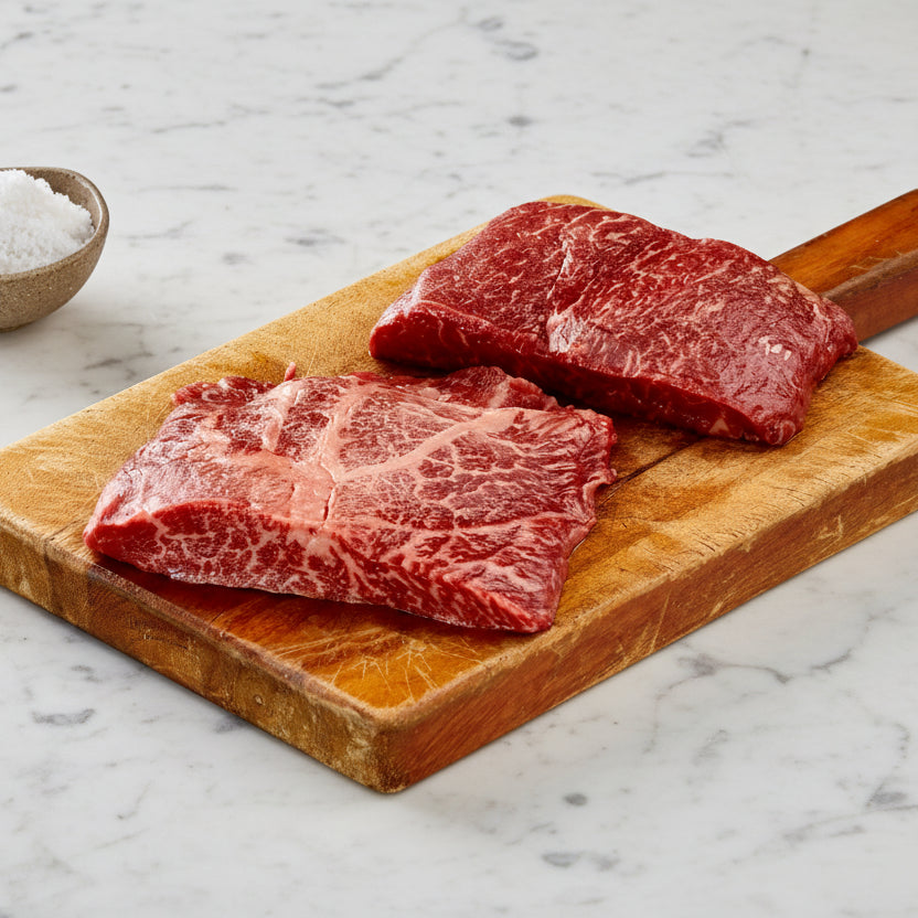 2 british wagyu flat iron wagyu beef steaks