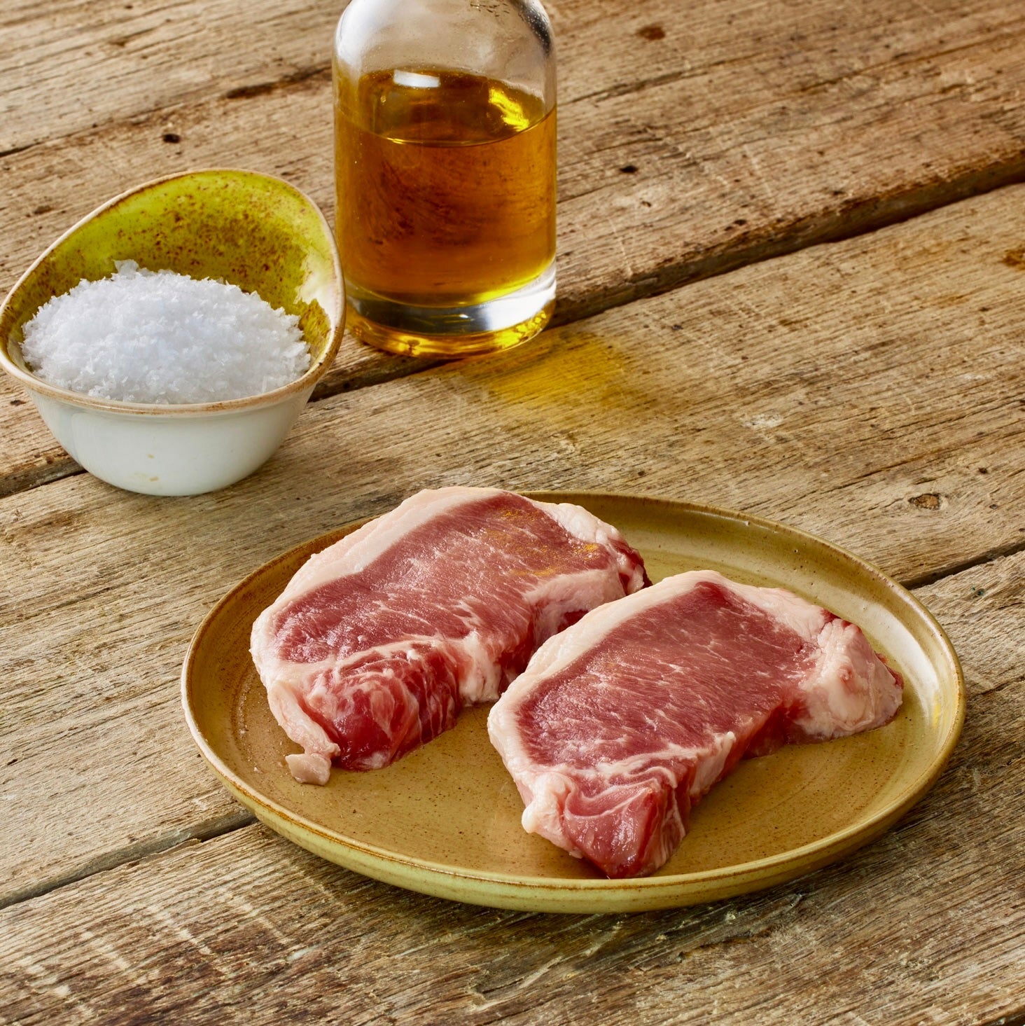 two iberico pork loin steaks