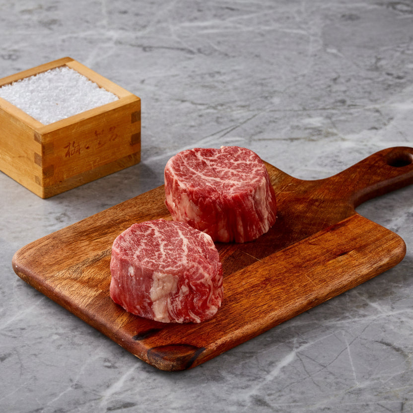 two japanese wagyu beef fillet steaks