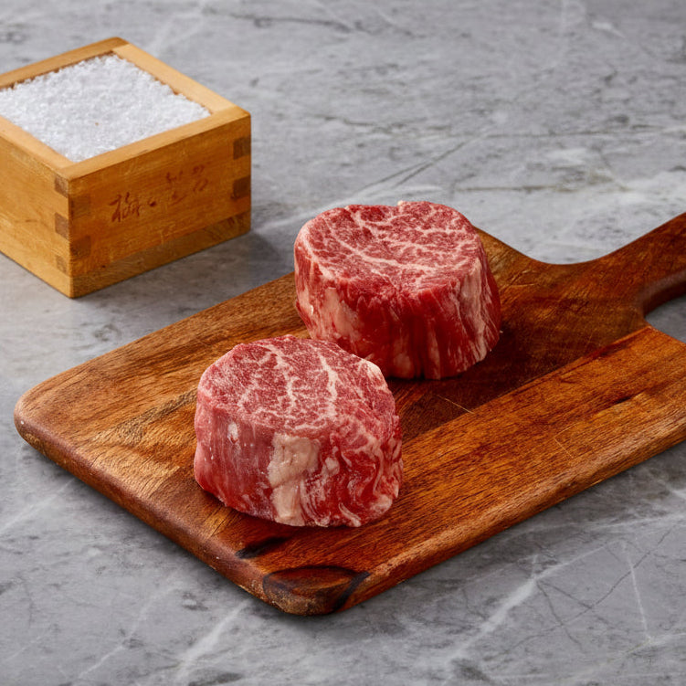 two japanese wagyu beef fillet steaks