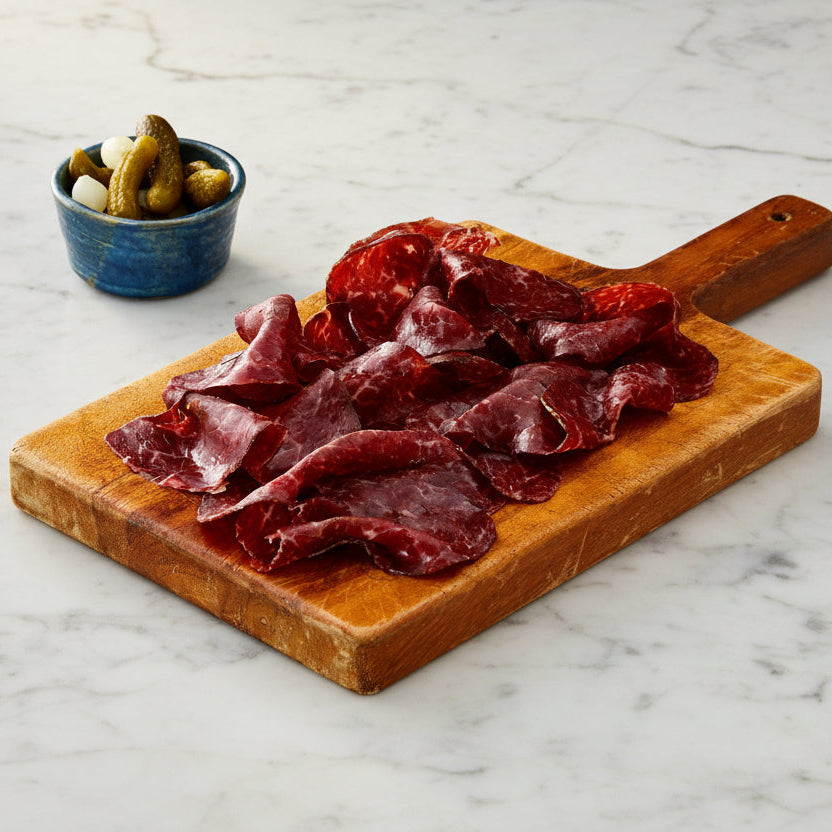 Sliced british wagyu beef bresaola