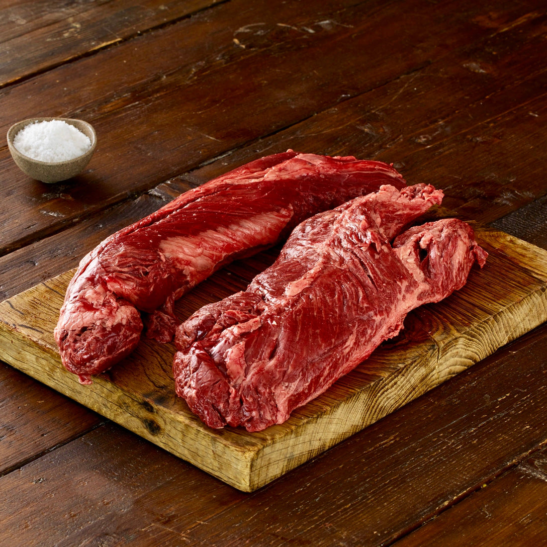 two british wagyu beef hanging tender steaks