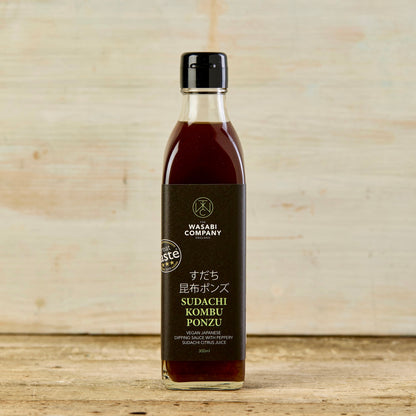 bottle of sudachi kombu ponzu made by marusho in Japan